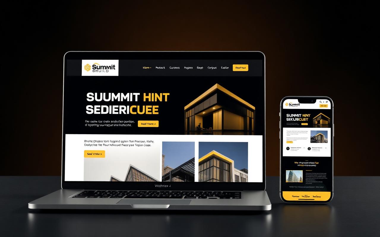 Summit Build — Construction website concept on desktop and mobile by Excel Content