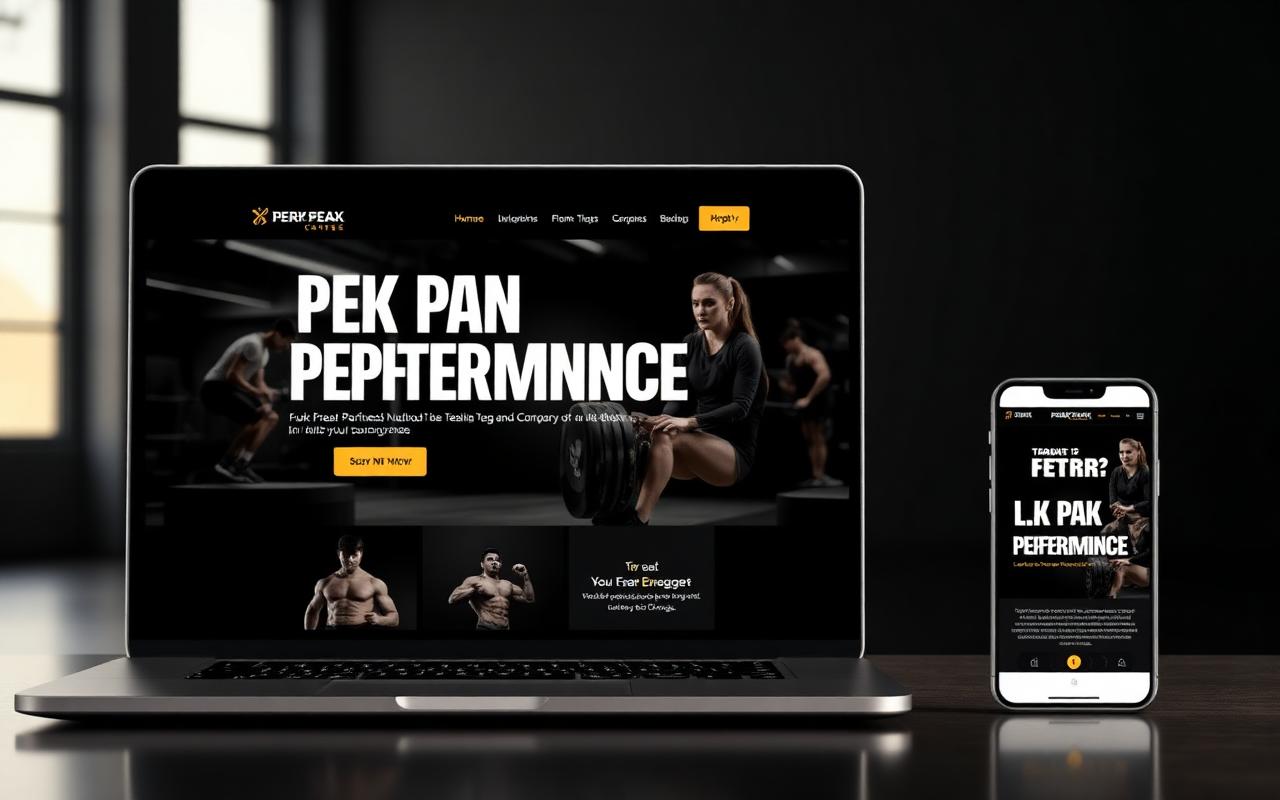 Peak Performance — Fitness Studio website concept on desktop and mobile by Excel Content